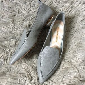Nicholas Kirkwood Beya Gray Leather Flat 37
